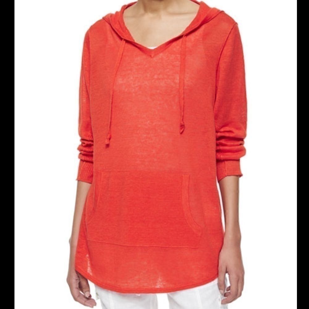 Eileen fisher hooded organic linen pullover top S